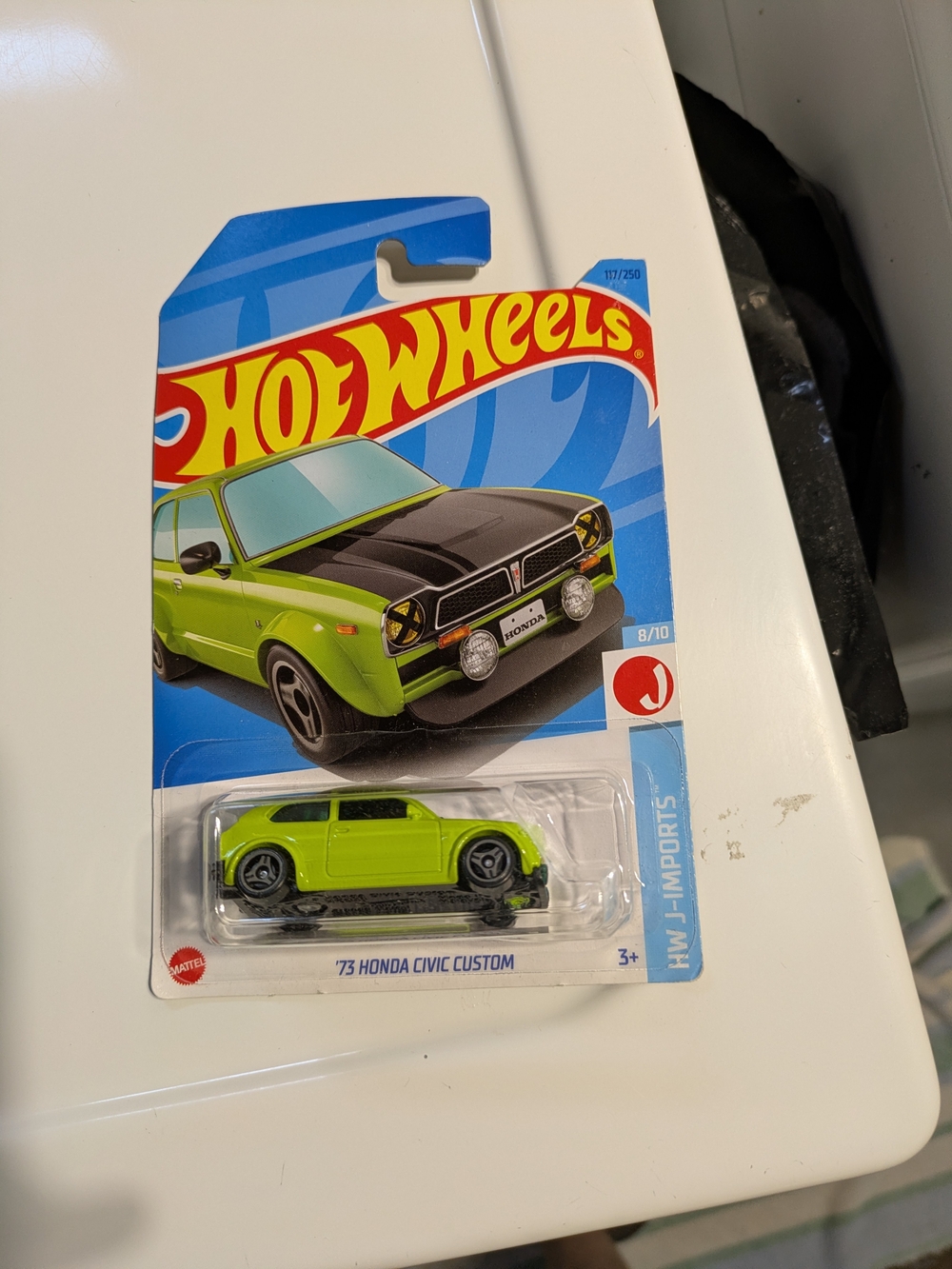 Hot Wheels '73 Honda Civic Custom - Lime Green with Black Hood